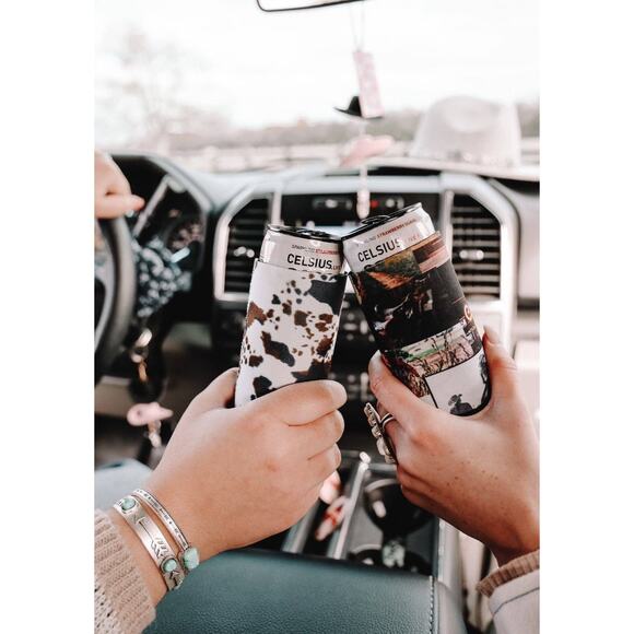 Mooving On Brown Cowhide Print Tall Coozie 2-Pack - Picture 6 of 6